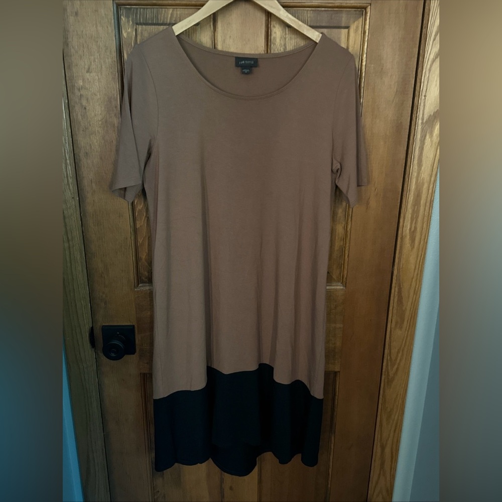 J.Jill‎ Wearever Collection M Womens Maxi Brown Short Sleeve Stretch Dress 🤎🖤